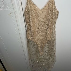 Gold sequin glitter design shear dress